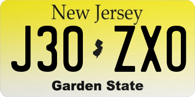 NJ license plate J30ZXO