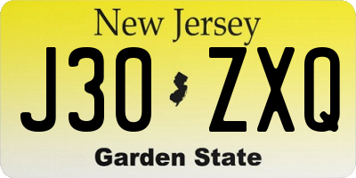 NJ license plate J30ZXQ