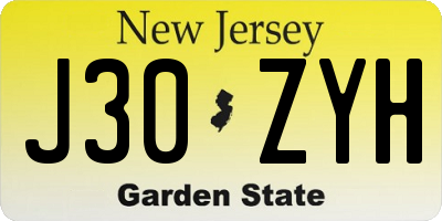 NJ license plate J30ZYH