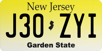 NJ license plate J30ZYI