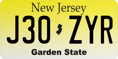 NJ license plate J30ZYR