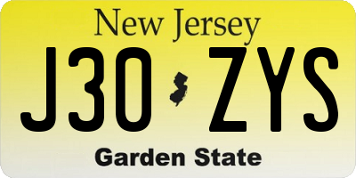 NJ license plate J30ZYS