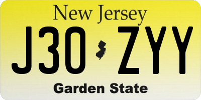 NJ license plate J30ZYY