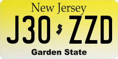 NJ license plate J30ZZD