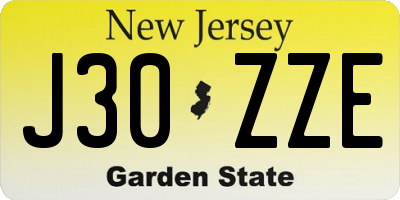 NJ license plate J30ZZE