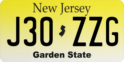NJ license plate J30ZZG