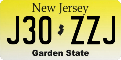 NJ license plate J30ZZJ