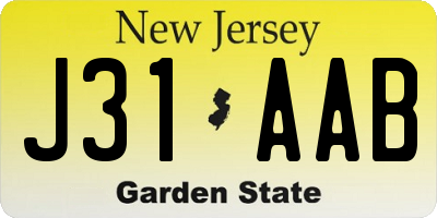 NJ license plate J31AAB