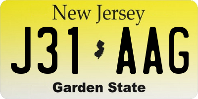 NJ license plate J31AAG