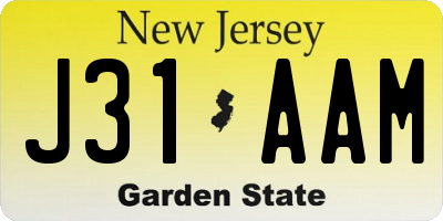 NJ license plate J31AAM