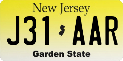 NJ license plate J31AAR