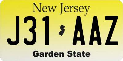 NJ license plate J31AAZ
