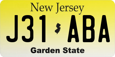 NJ license plate J31ABA