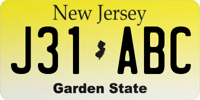 NJ license plate J31ABC