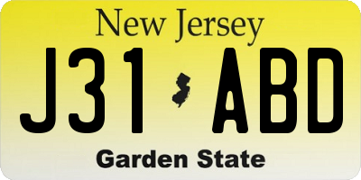 NJ license plate J31ABD