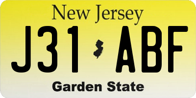 NJ license plate J31ABF