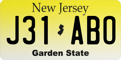 NJ license plate J31ABO