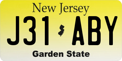 NJ license plate J31ABY