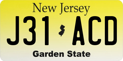 NJ license plate J31ACD