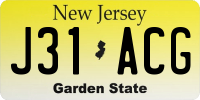 NJ license plate J31ACG