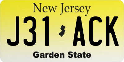 NJ license plate J31ACK