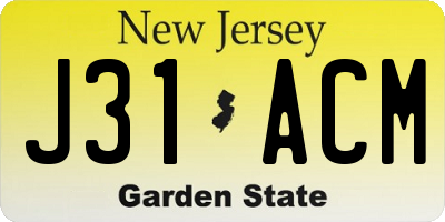 NJ license plate J31ACM