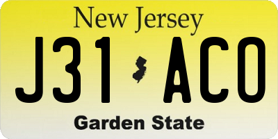 NJ license plate J31ACO