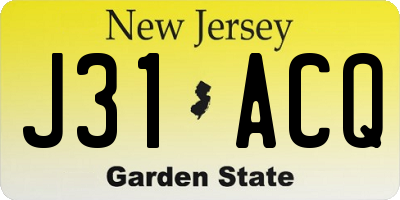NJ license plate J31ACQ