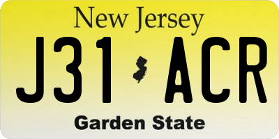 NJ license plate J31ACR