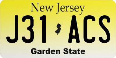 NJ license plate J31ACS