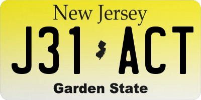 NJ license plate J31ACT