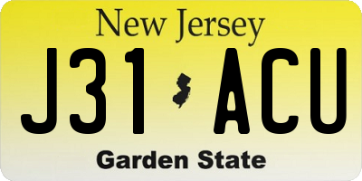 NJ license plate J31ACU