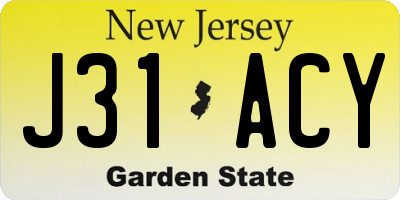 NJ license plate J31ACY