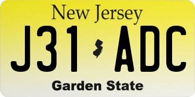 NJ license plate J31ADC