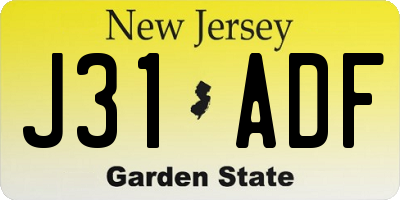 NJ license plate J31ADF