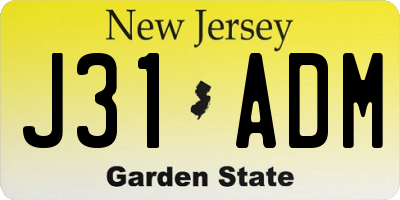 NJ license plate J31ADM