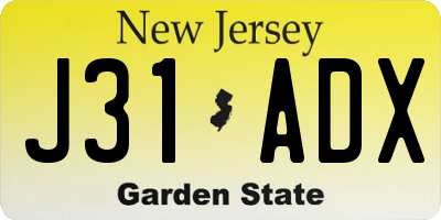 NJ license plate J31ADX