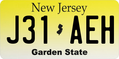 NJ license plate J31AEH