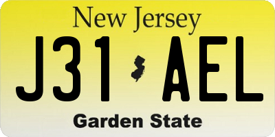 NJ license plate J31AEL