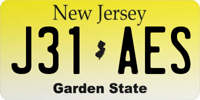 NJ license plate J31AES