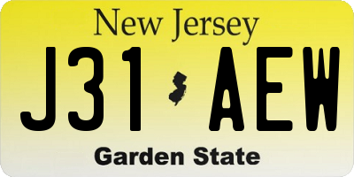 NJ license plate J31AEW