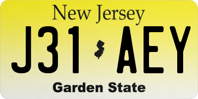 NJ license plate J31AEY