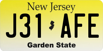 NJ license plate J31AFE