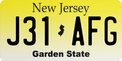 NJ license plate J31AFG