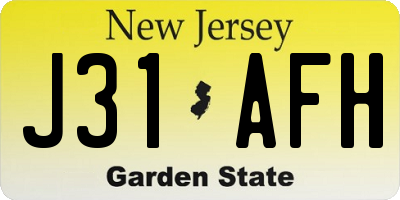 NJ license plate J31AFH