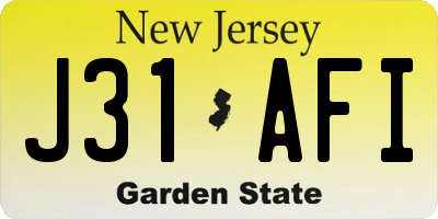 NJ license plate J31AFI