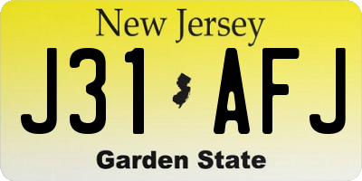 NJ license plate J31AFJ