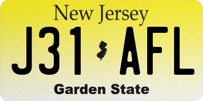 NJ license plate J31AFL