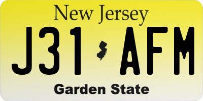 NJ license plate J31AFM
