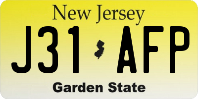 NJ license plate J31AFP